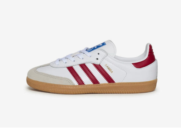 Adidas Samba OG C ‘White Collegiate Burgundy Gum’ PreSchool - airdrizzykicks.com